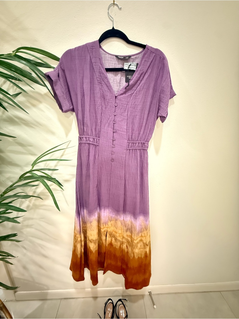 Simply Vera Vera Wang Purple to Brown Dip-Dye Midi Dress